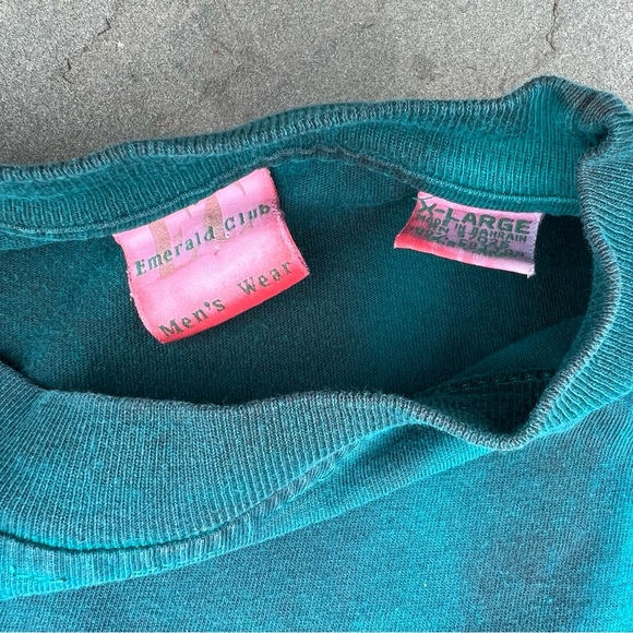 Vintage 90s Overdyed Dark Teal Reworked Pocket T-Shirt - Picture 3 of 5